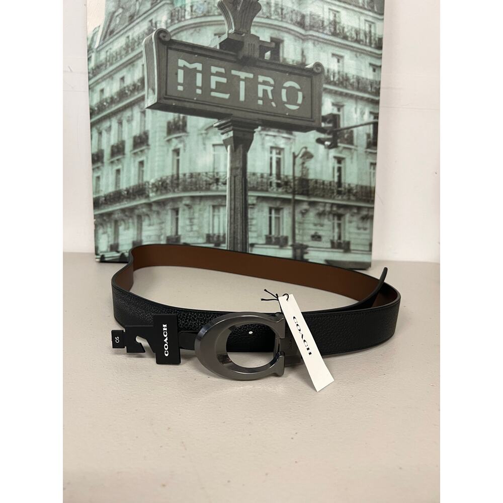 Coach 91305 Plaque Cut-To-Size Reversible Belt 38mm - Picture 5 of 7